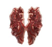 Toppe decorative for corpetto con perline di cristallo fatte a mano for abiti fai da te - 1 paio di accessori decorativi(Rosso)