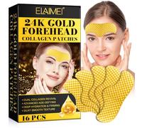 Toppe Della Fronte Per Le Rughe 16Pcs, Toppe Del Collagene Della Fronte Dell'Oro 24K, Antirughe Del Viso, Doppia Rinascita Del Collagene, Età Avanzata Che Sfida, Idratazione Profonda E Rassodamento