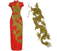 Toppe Drago Lunghe Oro Drago Applique Ricamo Patch Scrapbooking Cucire su Costume Decorativo 1 Pezzo