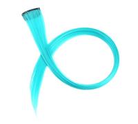 Toppe for capelli colorati appese alle orecchie, extension for capelli con strisce di colore opaco, possono essere stirate a lungo, parrucca Direct Hair 20 pezzi(Blue)