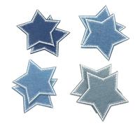 Toppe in denim per riparazione jeans, toppa termoadesiva a forma di stella blu, toppe termoadesive per abbigliamento, kit di decorazione 8 pezzi