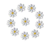 Toppe in tessuto ricamate con fiori 10 pezzi di toppe ricamate da cucire e stirare, con fiori bianchi, margherite, 4 cm, for borse, jeans, cappelli, magliette, decorazioni fai te