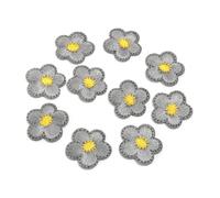 Toppe in tessuto ricamate con fiori 10 pezzi/lotto toppe adesive in tessuto ricamato con fiori in poliestere, for abbigliamento, borse, applique, decorazioni fai da te(Gray)