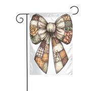 Toppe in tessuto vintage con fiocco autunnale floreale bandiera da giardino 30 x 45 cm verticale su entrambi i lati per fattoria vacanze decorazioni esterne bandiera cortile