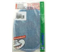 TOPPE Jeans denim Azzurro Termoadesive MARBET 17 x 11cm ovale toppa adesive pantaloni rammendo rammendare buco