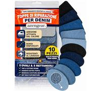 Toppe termoadesive per jeans (10 pezzi) - 100% cotone resistente, resistenti al lavaggio, adesivo extra forte, tonalità blu e nero, ideali per ginocchia, cosce, gomiti, tasche