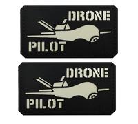 Toppe luminose per drone pilota aereo senza equipaggio, applique luminose, tattiche militari, 9 x 5 cm, chiusura con gancio sul retro con campione ad anello, set di 2