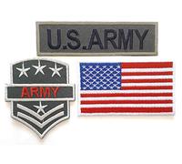 Toppe Patch Applique termoadesive ricamati da cucire Abbigliamento Vestiti USA Army MILITARE 3 pezzi 7-10.5 cm