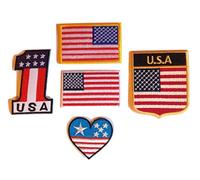Toppe Patch Bandiera Bandiere Americana USA American-e Flag applicazioni termoadesive ricamo da cucire per stoffa jeans vestiti tessuti 5 pezzi