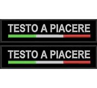 Toppe-patch ricamata con testo personalizzato e tricolore italiano. N.2 pezzi +1 OMAGGIO (Set da 3 pezzi)-Consegna 24/48 ore tracciata