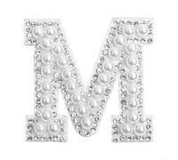 Toppe personalizzabili con lettera di strass bianchi AB per ricamo, perfette per abbigliamento da sposa e accessori alla moda (M)