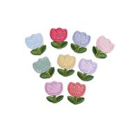 toppe ricamate 10 toppe autoadesive for ricamo a forma di fiore di tulipano for borsa da cucire artigianale fai-da-te, ferro su adesivo, strisce di applique for abbigliamento(Mix color)