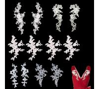 Toppe Ricamate 12 Pezzi, Fiori Bianchi, 5 Stili Diversi, per Cucito, Riparazione e Decorazione, in Poliestere, per Abbigliamento e Accessori