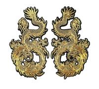 Toppe Ricamate 2 pezzi draghi d'oro 29 cm toppe ricamate cucire ferro sui distintivi for la borsa del vestito