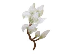 Toppe ricamate da stirare, Toppe ricamate da cucire e stirare a forma di fiore di magnolia cinese, multicolore, 13x8,5 cm, confezione da 2(Green)