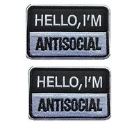 Toppe ricamate di ricambio per Hello I'm Antisocial, toppa tattica con gancio e anello, 2 pezzi (Hello I'm Antisocial)