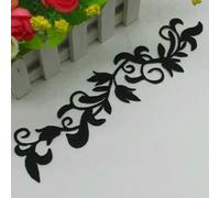 Toppe ricamate in oro da stirare, applicazioni per costumi cosplay fai da te, pizzo per abiti da palcoscenico, 24 * 6 cm, nero