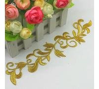 Toppe ricamate in oro da stirare, applicazioni per costumi cosplay, fai da te, pizzo per abiti da palcoscenico, 24 * 6 cm - Oro