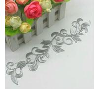 Toppe ricamate in oro da stirare, applicazioni per costumi cosplay, fai da te, pizzo per abiti da palcoscenico, 24 * 6 cm, argento