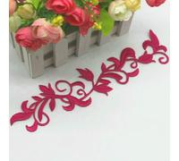 Toppe ricamate in oro da stirare, applicazioni per costumi cosplay fai da te, pizzo per abiti da palcoscenico, 24 * 6 cm - Fucsia