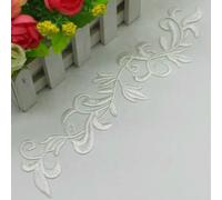 Toppe ricamate in oro da stirare, applicazioni per costumi cosplay fai da te, pizzo per abiti da palcoscenico, 24 * 6 cm, bianco