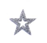 Toppe Stella Stirare 20 cm/8 cm/6 cm pezzi toppe con strass a stella cava adesivi paillettes termoadesive for vestiti(ABcolor silver-6cm)