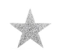 Toppe Stella Stirare Toppe termoadesive con strass a stella glitter argento oro nero for accessori di abbigliamento(16cm Sliver 1pc)