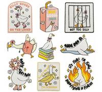 Toppe termoadesive a forma di anatra in stile cartone animato, ricamate a forma di anatra, colore: bianco, rosa, giallo, diversi disegni per vestiti