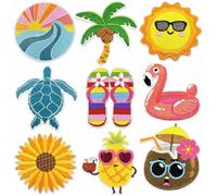 Toppe termoadesive a tema vacanze con cartoni animati, toppe ricamate per personalizzare cappelli e borse per scarpe, per tutte le età, 9 pezzi