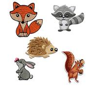 Toppe termoadesive adulto - Animali foresta Set 5 pezzi Hedgehogs Fox - Patch Toppa Ricamate