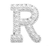 Toppe termoadesive bianche con perle finte, lettera A-Z, con strass, ricamate, per matrimonio, giacca, cappello, borsa, 10,5 cm x 3 cm (R)