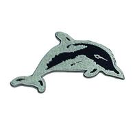 Toppe termoadesive - delfino animale bambini - diversi colori selezionabili - 9,6 x 5,1 cm - by catch-the-patch® Patch Toppa ricamate Applicazioni Ricamata da cucire adesive, Farbvariante:oro