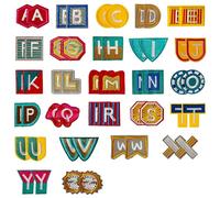 Toppe Termoadesive di Lettere 52 pezzi Toppe Ricamate， Toppe Ricamate con Lettere Dell'alfabeto Dalla A Alla Z per t-shirt Jeans Vestiti Borse (WordArt)