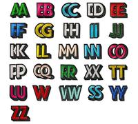 Toppe Termoadesive di Lettere 52 pezzi Toppe Ricamate， Toppe Ricamate con Lettere Dell'alfabeto Dalla A Alla Z per t-shirt Jeans Vestiti Borse (Colored letters)