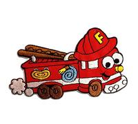 Toppe termoadesive - macchina dei pompieri bambini - diversi colori selezionabili - 6,1 x 10,4 cm - by catch-the-patch® Patch Toppa ricamate Ricamata da cucire adesive, Farbvariante:rosso