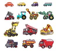Toppe termoadesive o da cucire a forma di autobus, auto sportiva, auto, camion dei pompieri, per bambini, adatte a fai da te, jeans, abbigliamento, giacche, zaini, sciarpe, confezione da 14 pezzi