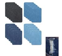 Toppe termoadesive per jeans, 12 pezzi, blu tonalità, 3" x 4-1/4", per riparazione e decorazione di indumenti, colla a caldo resistente