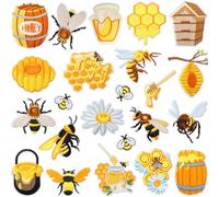 Toppe termoadesive ricamate a forma di calabrone, a nido d'ape, per borse, nido di vespe e barattoli di miele, 23 pezzi