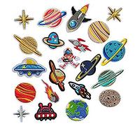 Toppe Termoadesive, Woohome 21 Pz Pianeti Patch Sistema Solare Astronauta Patch Ferro Sulle Toppe Adesivi Appliques per Abbigliamento, Zaino, Tappi, Riparazione Del Bastone Del Foro