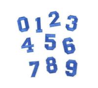 Toppe Termoadesivi 10 pezzi nero, bianco, rosso, blu 0~9 numero lettera applique patch, cifre ricamo in tessuto ferro sulle toppe for badge jersey(Blue)