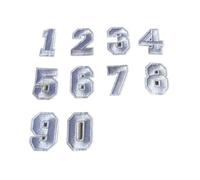 Toppe Termoadesivi 10 pezzi nero, bianco, rosso, blu 0~9 numero lettera applique patch, cifre ricamo in tessuto ferro sulle toppe for badge jersey(White)