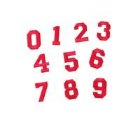Toppe Termoadesivi 10 pezzi nero, bianco, rosso, blu 0~9 numero lettera applique patch, cifre ricamo in tessuto ferro sulle toppe for badge jersey(Red)