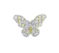Toppe Termoadesivi 10Pcs Colorful Butterfly Patches Rhinestone For DIY Clothes Sewing Decor(White)