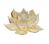 Toppe Termoadesivi 2 pezzi di toppa a forma di fiore di loto ricamata fai da te, da cucire su toppe for vestiti, accessori for abiti, 9,5 * 6,5 cm(Golden)