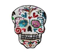 Toppe termoadesivi 2 pz 26 CM Testa Del Cranio Toppe E Stemmi for Abbigliamento Paillettes Biker Distintivo Ricamo Patch di Tessuto Vestiti Delle Donne Adesivi Cose Strane per Fai da te
