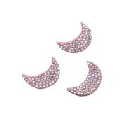 Toppe Termoadesivi 20Pcs Mini Pink Moon Bow Rabbit Ear Kawaii Rhinestone Patches Set(Moon)