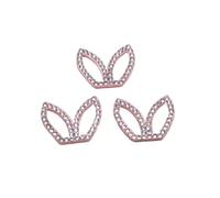 Toppe Termoadesivi 20Pcs Mini Pink Moon Bow Rabbit Ear Kawaii Rhinestone Patches Set(Rabbit Ear)