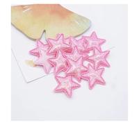 Toppe termoadesivi 50 Pz 25mm Bling Stella In Pelle Applique For FAI DA TE Ragazza Copricapo Fermagli For Capelli Decor Accessori Vestiti Cappello Toppe Da Cucire per Fai Da Te(Rose Red)