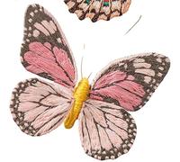 Toppe Termoadesivi Kit da ricamo farfalla for principianti con cerchio Kit da ricamo spilla a mano fai da te Cucito fatto a mano Ricamo a punto croce Set Decor(Embroidery Kit-F)