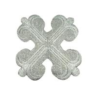 Toppe Termoadesivi Toppe ricamate in oro da 2 pezzi termoadesive for costumi cosplay, applicazioni corona for abiti punk 8-12 cm(Silver 3)